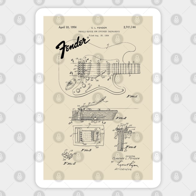 US Patent - Fender Stratocaster Guitar Magnet by Taylor'd Designs